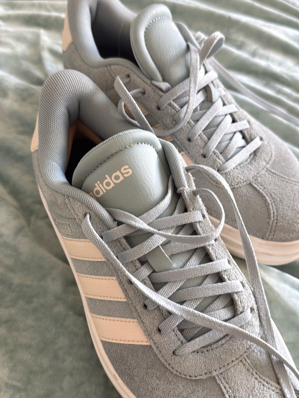 Adidas light blue Suede Sneakers with White Stripes